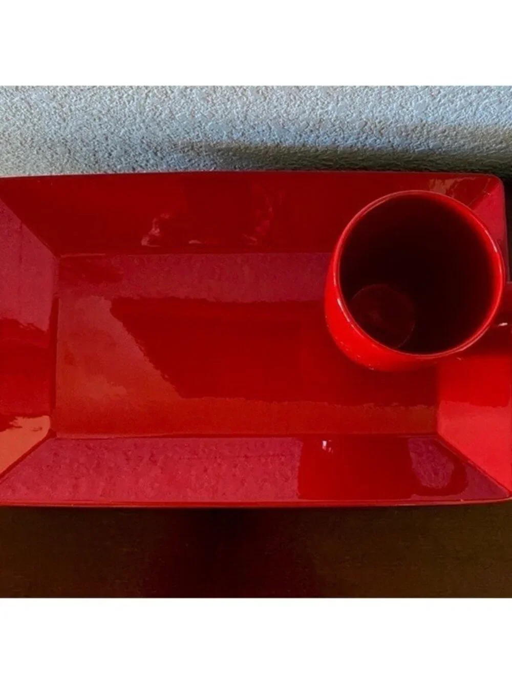 Vintage Waechtersbach Red Rectangle Dish & Mug Gorgeous Red!!